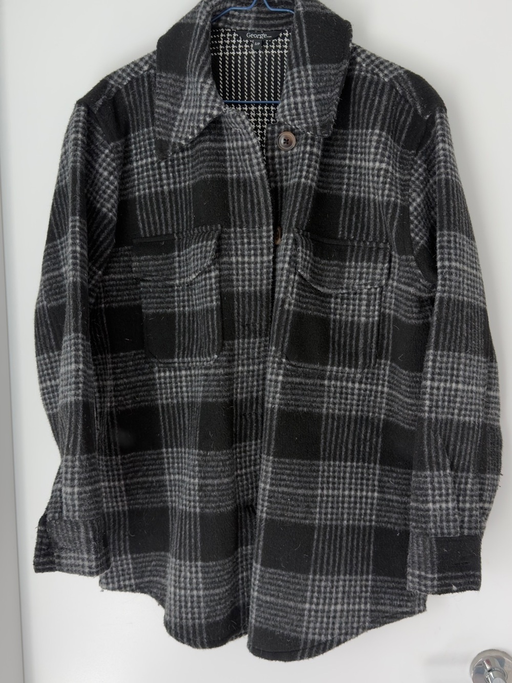George Black and Gray Plaid Wool-Blend Jacket